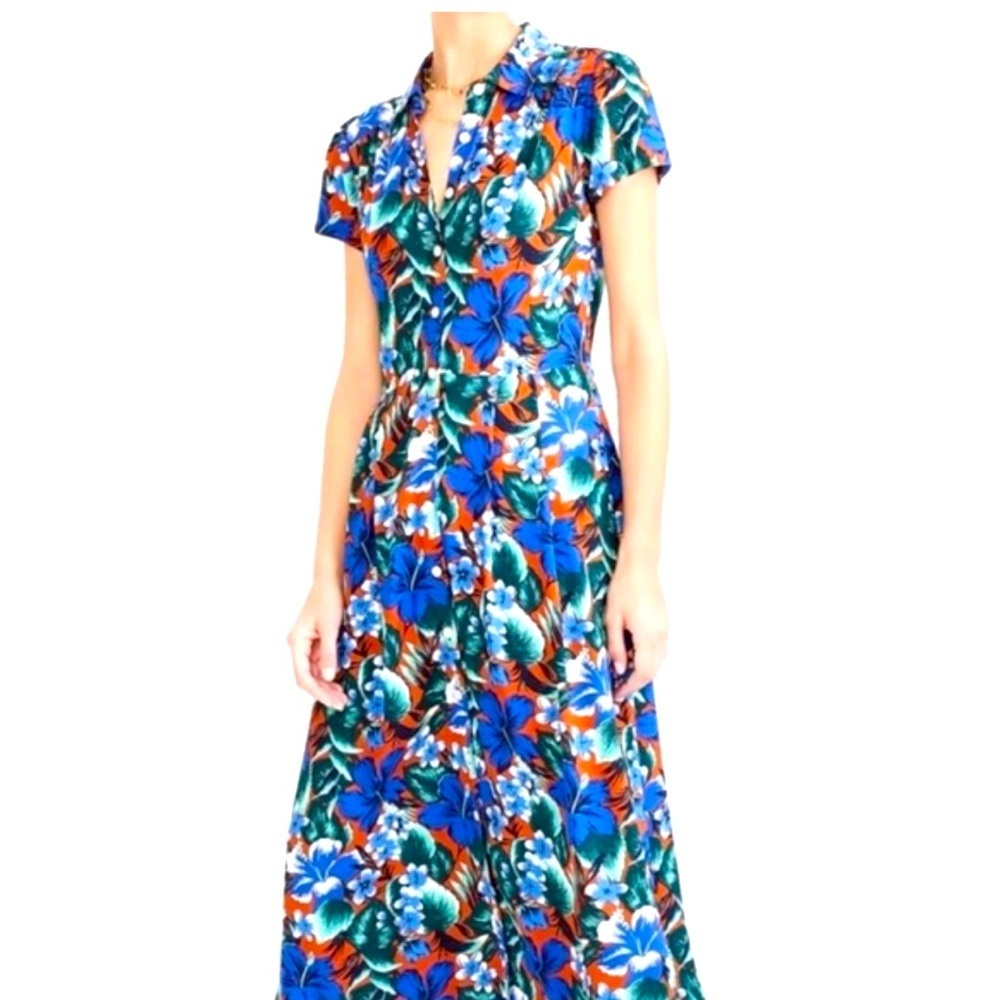 J. Crew Tropical Floral Maxi Shirt Dress